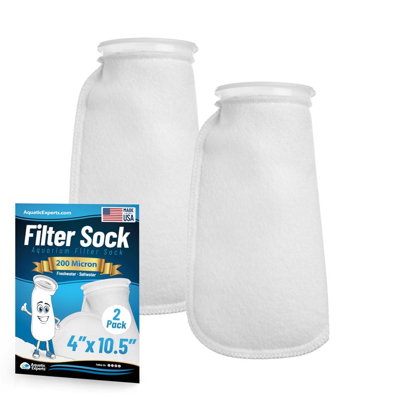 Aquatic Experts 4 inch Ring Filter Socks 200 Micron, Filter Socks for Saltwater Aquarium, Sump Filter Sock, Felt Aquarium Socks, Reef Filter Sock (2 Pack, 4" x 10.5") - Image 1